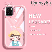 เคส Chenyyka สำหรับ VIVO Y15s เคส Y01 Y15a การ์ตูนน่ารักสาวน้อยเคสโทรศัพท์โปร่งใสสีสันสดใสกันกระแทกเคสซิลิโคนนิ่มสร้างสรรค์น่ารักสัตว์ประหลาดน้อยเคสป้องกันเลนส์กล้องถ่ายรูป