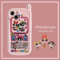 เคสโทรศัพท์โทรศัพท์โบราณ Powerpuff Girls ใช้ได้กับ iPhone 14 13 12 Pro Max 11 14Promax ป้องกันกล้อง TPU เคสฝาครอบด้านหลังกันกระแทก