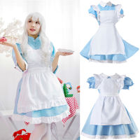 TOP☆Anime Alice in Wonderland Costume Women Maid Uniform Dress Kids Girls Japanese Lolita Dress Kozakura Mari Maid Dress Halloween Party Cosplay Dress