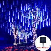 ZZOOI Solar LED Meteor Shower Holiday Led String Lights Outdoor Fairy Garden Decor 8 Tubes Christmas Street Lights Wedding Decorations