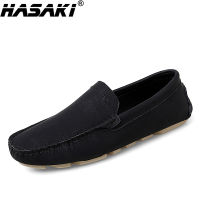 TOP☆HASAKI Mens Fashion Cow Leather/Suede Driving Shoes Casual Slip-Ons &amp; Loafers Formal Shoes Kasut Lelaki