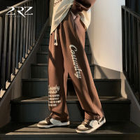 2Rz Mens Casual Pants Hip Hop Letter Printed Sports Pants Mens Fashion Brand Loose Wide Leg Drawstring Ankle-Tied Sweatpants Men