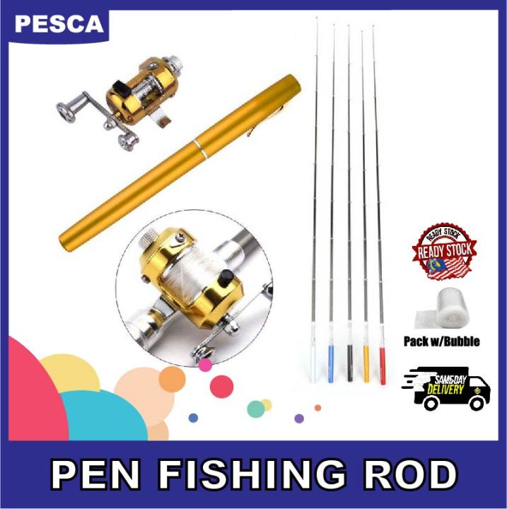PESCA - BRANDED Fishing Rod Pen Length 38 inch (92cm) Weight 56 gram Solid Brass  Fishing Rod Prawn Rod Ready Stock