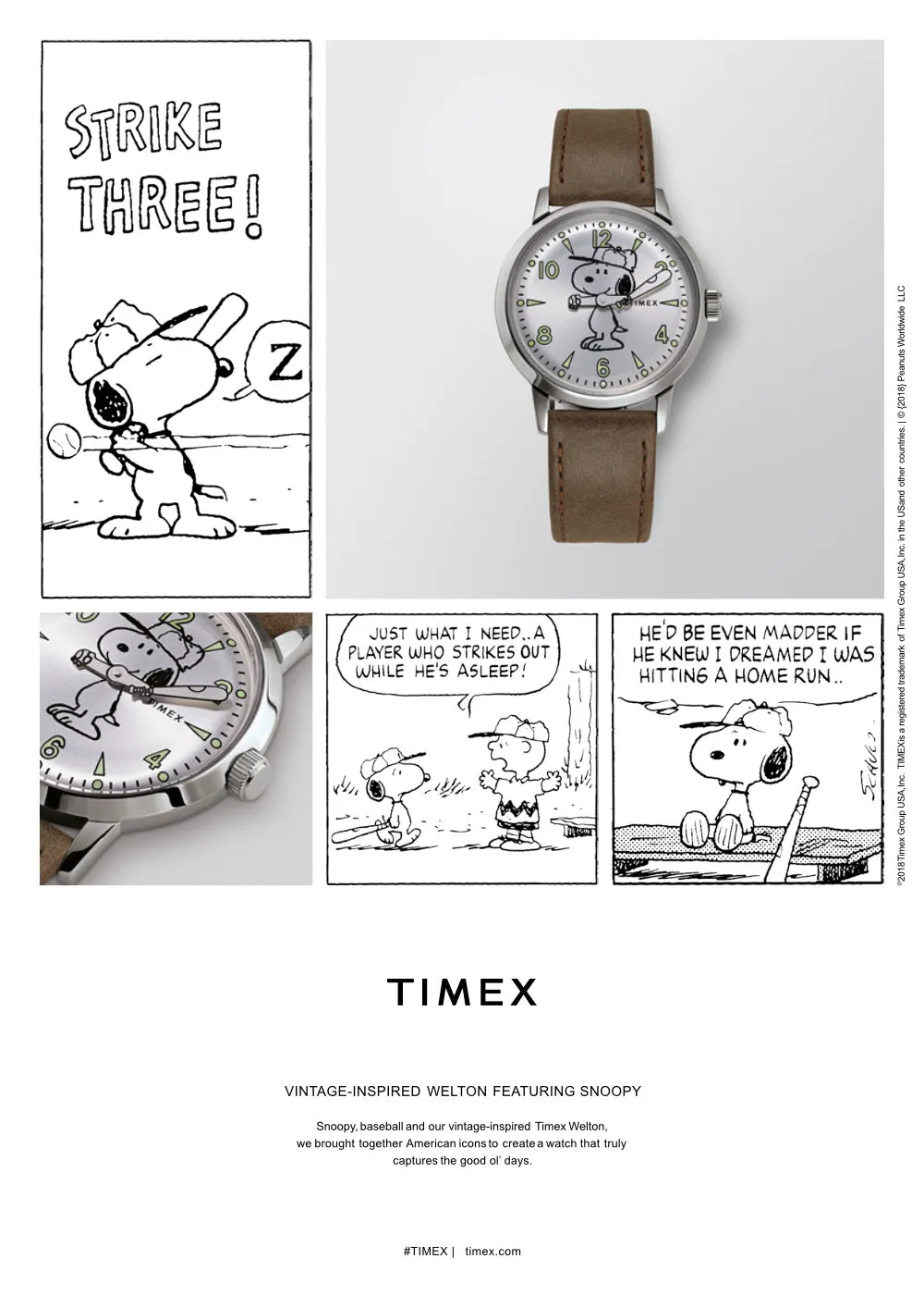 Timex Welton x Peanuts Snoopy Mens 40mm - Silver-Tone Case, Brown Leather  Strap (TW2R94900) | Lazada Singapore
