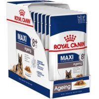 ห้ามพลาด [ลด50%] แถมส่งฟรี ✜♛  พิเศษ!!!    อาหารเปียกสุนัข Royal Canin Maxi Ageing 8+ จำนวน 1กล่อง (140g*10ซอง) หมดอายุ 10/21