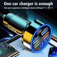 5 Port USB Car Charger 5USB 250W Fast Charging Adapter Max XS Mini 11 Pro Oneplus 13 For Huawei OPPO Xiaomi IPhone 12 14 Y7M6