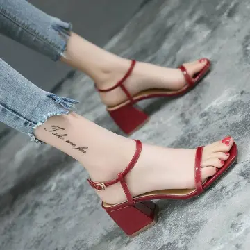 Red mid store heels