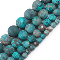 ลูกปัดธรรมชาติ Matte อเมริกัน Turquoises Blue Howlite รอบหินลูกปัดสำหรับเครื่องประดับ DIY สร้อยข้อมือ 15 4-10 มม.-bcco889