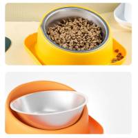 ชามอาหารแมว ขอบกันมด กันหก วัสดุสแตนเลส ชามอาหารสัตว์เลี้ยง ชามข้าวแมว Pet bowl 15 องศา รองรับคอ ไม่ทำให้น้องเครียด ถอดล้างได้