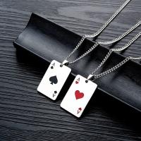 Stainless Steel Poker Card Ace of Spades Pendant Chain Necklace For Women Men Playing Cards Jewelry Hip Hop Jewelry Gift