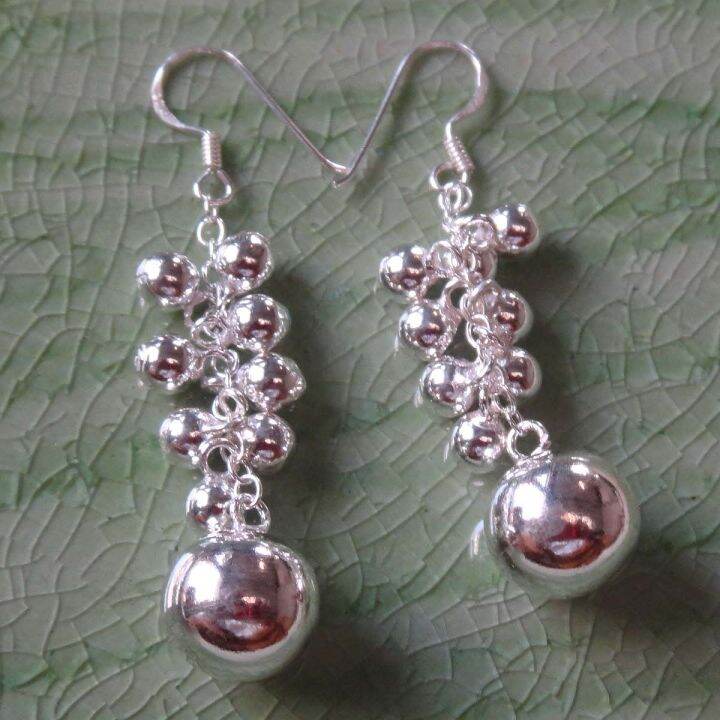 earrings-beautiful-thai-dangle-ball-sterling-silver-วงกลมห้อยสวยงาม-ห้อยตำหูเงินขาวสเตอรลิงซิลเวอรใช้สวยของฝากที่มีคุณค่า-ฺชาวต่างชาติชอบมาก