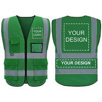 Custom Logo Safety Reflective Vest Class 2 High Visibility Safety Vests 5 Pockets Zipper Customized Safety Vest