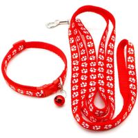 TEXFashion Pet Dog Collar Traction rope Pattern Footprint Cute Bell Adjustable Collars For Dog Cats Puppy DIY Pet Accessories