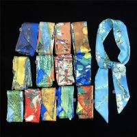 ☢▦┇  Classic Van Gogh Oil Painting Printed Ladies Scarf Luxury Brand Small Silk Scarf Handle Bag Ribbon Ribbon Handkerchief MQ66