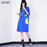 XITAO Dress Fashion Hooded Collar Casual Womens T-shirt Dress