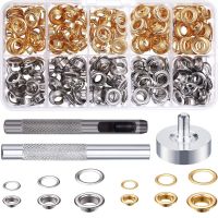 120 Sets Grommets Eyelets with 3 Pieces Install Tool Kit 3sizes 4-5-6MM for Fabric Belt Clothes Leather DIY Craft(Gold &amp; Silver)  Pliers