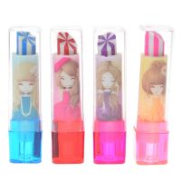 ☍☾❍ Lipstick Colorful Eraser 1PCSCute Ice Cream Shape Rotary Rubber Stationery Kids Students Gift School Office Supplies For Pencil