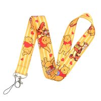 Winnie the Pooh Neck Keychain Necklace Webbings Ribbons Anime Cartoon Neck Strap Lanyard ID badge Holder Keychain Lanyards Gifts Bag Accessories