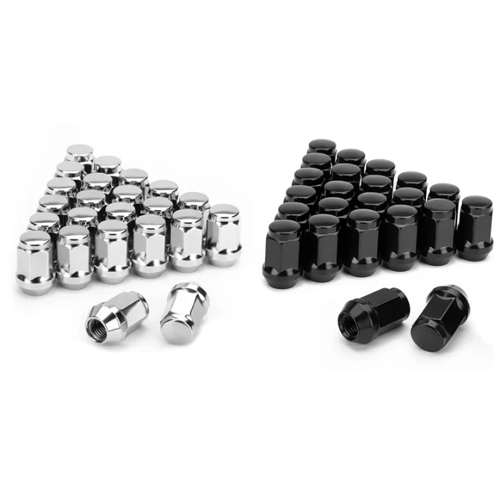DPAccessories Chrome Wheel Lock Set - M12x1.5 Thread, Bulge Acorn Style, 19mm/13/16" Hex (Set Of 5 With Key)