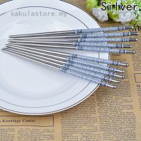 Non-Slip Stainless Steel Chopsticks Flower Printed Chopsticks Reusable