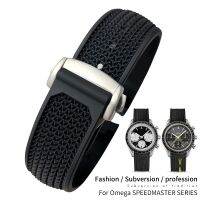 （Bar watchband）สายนาฬิกาซิลิโคน HighRubber ขนาด20มม. 21มม. 22มม. สำหรับ Speedmaster Watch StrapDeployment Buckle