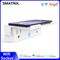 SMATRUL Tuya /Smartlife ปลั๊กอัจฉริยะ Us เต้าเสียบพร้อม Extender ชั้นวางของในตัวอะแดปเตอร์ผนังควบคุมเดี่ยว Dual Outlet เด็กล็อคความปลอดภัยไร้สายรีโมทนับถอยหลังควบคุมเสียงจับเวลาสมาร์ท Life App สำหรับ Google Home Alexa