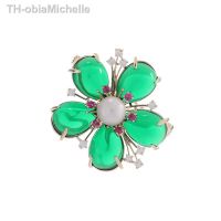 【hot】▲◑✟  1pc alloy broche flor verde primavera strass corpete planta pin senhora colar crachá casaco vestido acessórios elegante te