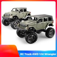 รถ RC 4x 4รถบรรทุกควบคุมรีโมต4WD 1:14 Wrangler Bigfoot ยานพาหนะออฟโรดของเล่นเด็กวันเกิดคริสต์มาสปีใหม่ของขวัญ