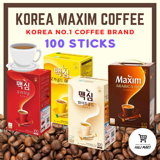 Korea Maxim Coffee 1 Box (100sticks) Original/Mocha Gold/White Gold