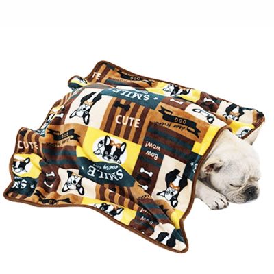 [pets baby] FashionPet BlanketMuticolor Print French Bulldog Dog Bed Mat SofaWinter Pet Stuff For Dogs Cats