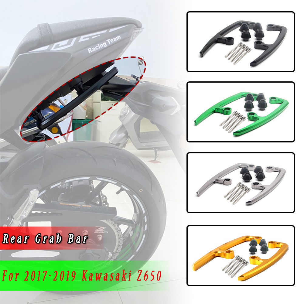 KIMISS CNC Aluminum Motorcycle Passenger Rear Grab Bar Rear Seat Rail Kit for Z650 17-18 Black 
