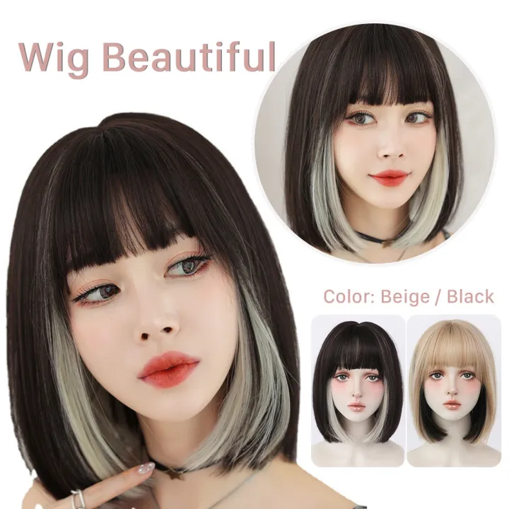Free Hairnet] 30CM Shoulder Length Straight Wig Bobo Wig Short Hair  Hairpiece Natural Look Wigs | Lazada PH