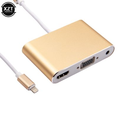 อะแดปเตอร์สำหรับ VGA AV วิดีโอเสียงดิจิตอล4 In1สำหรับ I Phone Xs X XR 8 7เป็นโทรทัศน์ USB สาย