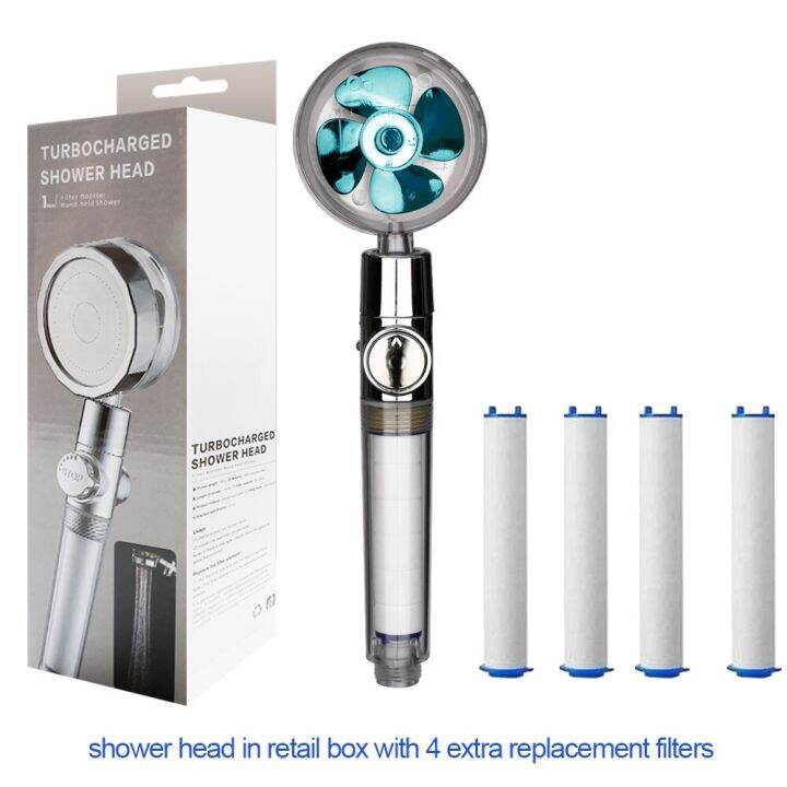 new-2021-dropshipping-propeller-driven-shower-head-with-stop-button-shower-head-with-fan-high-pressure-handheld-shower-nozzle-by-hs2023