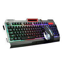 ชุดเมาส์คีย์บอร์ดแบ็คไลท์ RGB แบบมีสาย Mechanical Touching USB Gaming Computer Keypad Mice Sethot