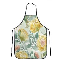 1 Pcs Waterproof Flowers Kitchen Aprons for Women Polyester Bibs Household Cleaning Apron Home Chefs Cooking Baking Apron