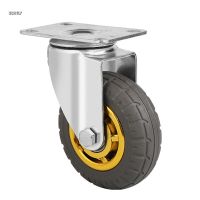 Bytiyar 1in Solid Rubber Swivel Caster Wheels with 360 Degrees Ball Bearing Heavy Duty Top Mounting Plate Lockable Casters