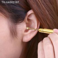 ☇❃ Portable Mini Ear Cleaner Folding Type Golden Ear Wax Removal Tool Nettoyage Oreille Earpick Ear Spoon Attached Key Ring Keyhole