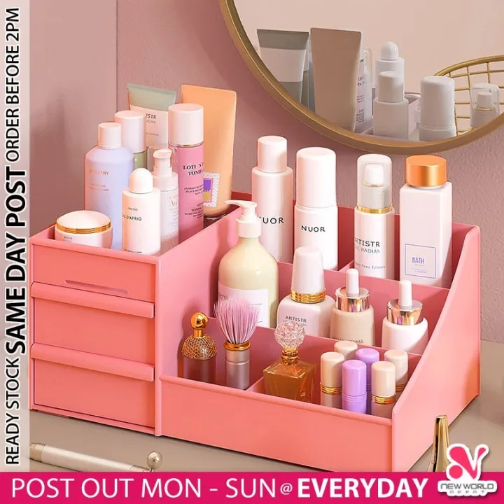 𝗟𝗔𝗥𝗚𝗘 𝗖𝗔𝗣𝗔𝗖𝗜𝗧𝗬 》Makeup Organizer Box Multipurpose Table Drawer Cosmetic