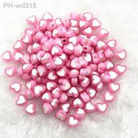 50pcs 8x4mm pink Color Glossy Love Heart Acrylic Bead Loose Spacer Beads For Jewelry Making DIY Bracelet Accessories