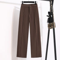 2021Women Chic Office Wear Straight Pants Vintage High Waist Slit Ladies Trousers Plus Size Baggy Korean 2021 Autumn Wide Leg Pants