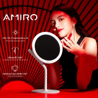 AMIRO กระจกแต่งหน้า LED กระจกแต่งหน้ามีไฟ ระดับมืออาชีพ CRI97 กระจกมีไฟ LED แบตเตอร์รี่ 2000mAh แบบพกพา กระจกมีไฟส่องหน้า ร