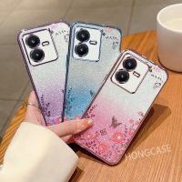 เคสสำหรับ Vivo Y22S VivoY22S VivoY22 Y22 4G 2022ชุบสวนลับเคสโทรศัพท์ไล่ระดับสีแววที่ชัดเจนป้องกันการตกหล่นระยิบระยับ