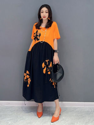 XITAO T-shirt Dress Temperament Print Casual Women   Casual Fashion Loose Dress