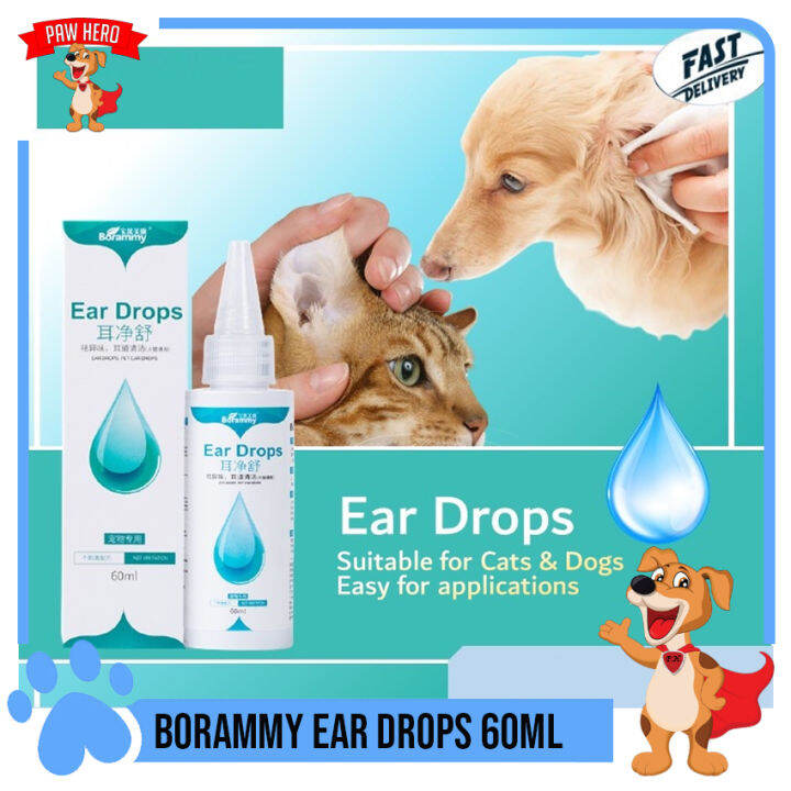 PAW HERO Borammy Ear Drops 60ml Cat Dog Mites Odor Removal Ear Drops Infection Solution