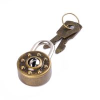 【CC】⊙  Archaize Round Padlock Antique Lock With for KEY Drawer Suitcase Security L