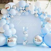 Blue Silver Pas Balloon Garland Kit Metal Birthday Balloons Arch Baby Shower Bride Shower Garland Weding Birthday Decoration