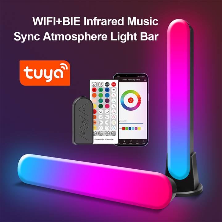 tuya-สมาร์ทไฟ-led-บาร์-rgb-ambient-ไฟแสดงอารมณ์ขาตั้งไฟ-led-มุมโคมไฟข้างเตียงสำหรับทีวีเกมพีซีปาร์ตี้ห้องนั่งเล่นตกแต่ง