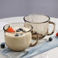 480ml Large Capacity Fruit Yogurt Coffee Oat Milk Glass Breakfast Cup Household Tea Cup With Handle