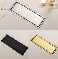 Bathroom rectangular invisible floor drain 304 stainless steel odor and insect proof shower room/kitchen floor drain black/gold Traps Drains